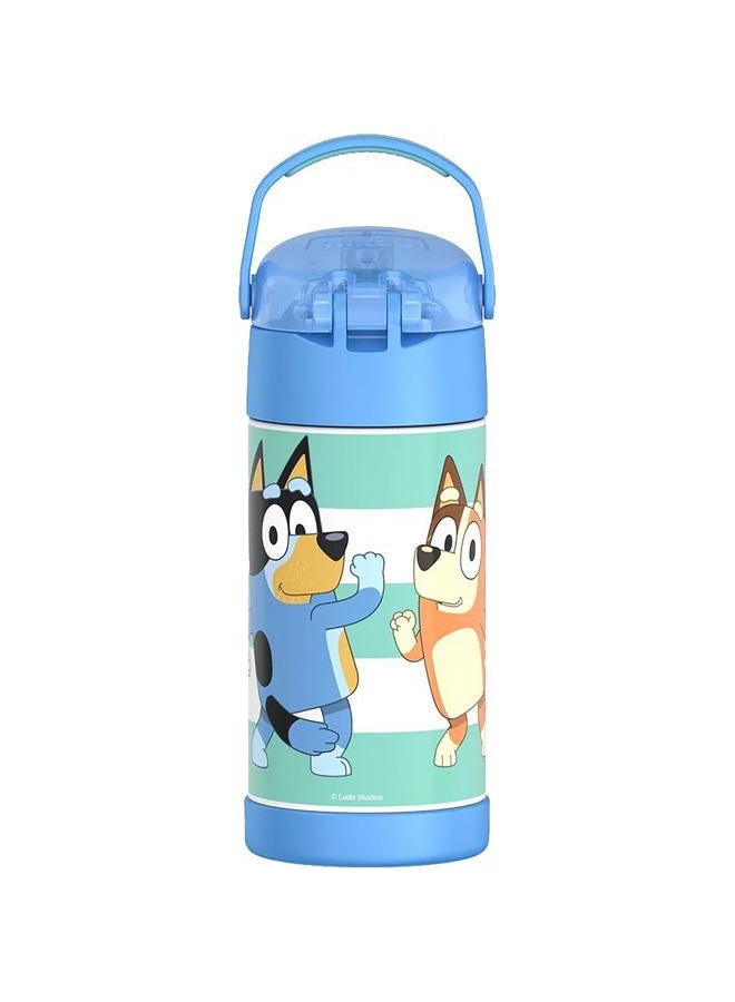 THERMOS FUNTAINER 12 Ounce Stainless Steel Vacuum Insulated Kids Straw Bottle, Bluey - Image 2
